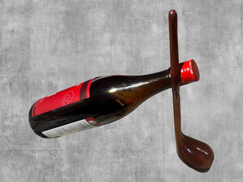 Vintage Golf Club Wine Bottle Holder Decorative Balancing Wooden Display Stand